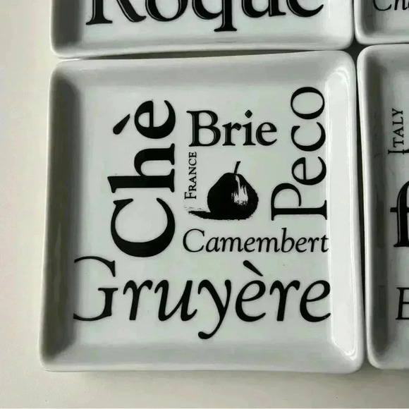 BIA Savoir Faire Set of 4 Square Porcelain Cheese Plates 11.5 cms - Picture 5 of 9